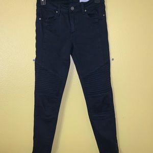 Black moto jeans